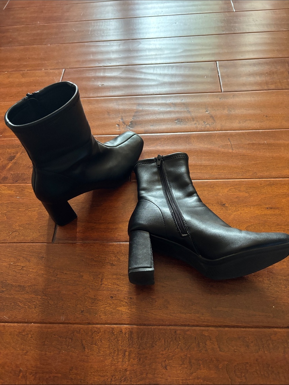 Target Black Calf Block Heel Ankle Boots